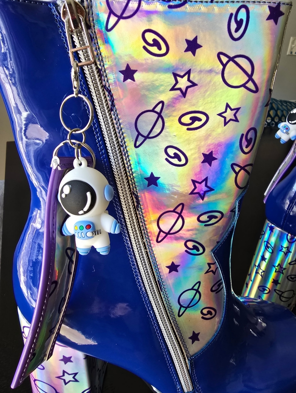Spaceman Supernova Holographic Purple Platform Boots Sz US 10 - Picture 3 of 9